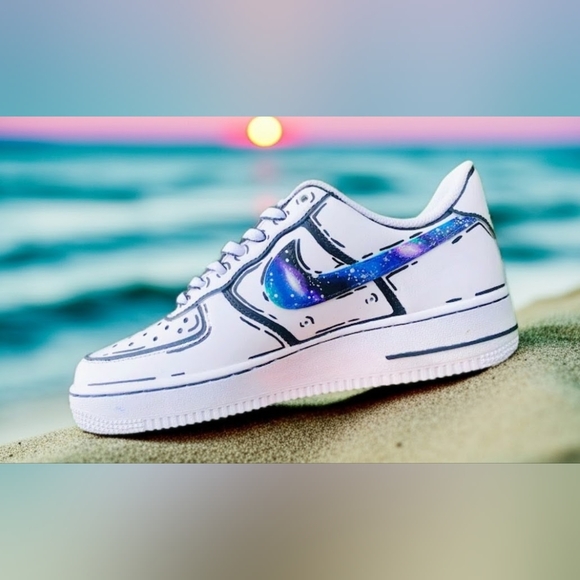 Custom Nike Air Force 1 '07 Galaxy Drip – Hand Painted – Men’s – One of a Kind - Picture 6 of 12